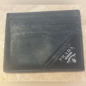 Prada Black Textured Card Holder